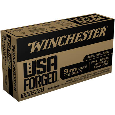 Winchester Ammo USA Forged 9mm 115 Grain FMJ 50 Ro