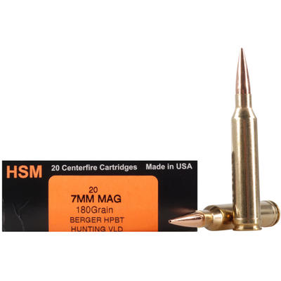 HSM Ammo Trophy Gold 7mm Magnum BTHP 180 Grain 20