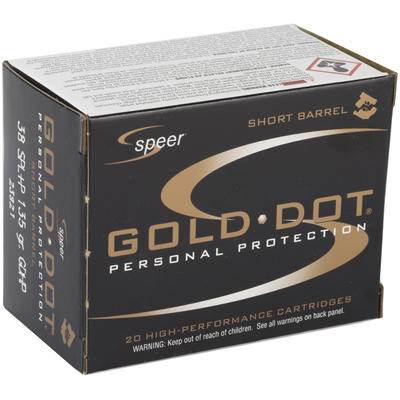 Speer Ammo Gold Dot 38 Special+P Gold Dot HP 135 Grain 23921 | Ammo Freedom