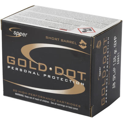 Speer Ammo Gold Dot 38 Special+P Gold Dot HP 135 G