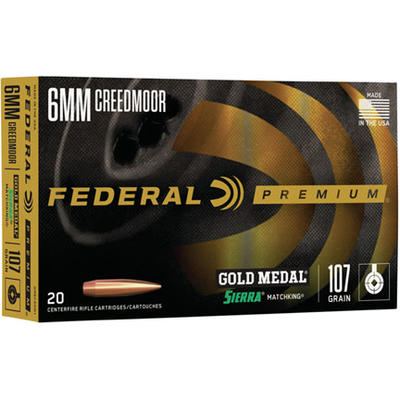 Federal Ammo Gold Medal 6mm Creedmoor 107 Grain Si