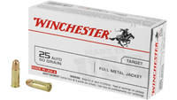 Winchester USA 25 Auto 50 Grain FMJ 50 Rounds [Q42