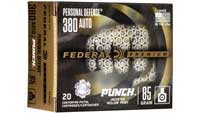 Federal Ammo Punch 380 ACP 85 Grain JHP [PD380P1]
