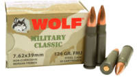 Wolf Ammo Military Classic AK-47 7.62x39mm JHP 124