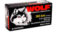 Wolf Ammo 380 Auto Colt Pistol FMJ 91 Grain [917FM