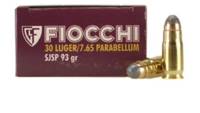 Fiocchi Ammo Specialty 30 Luger 93 Grain JSP [765B