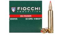 Fiocchi Ammo 204 Ruger V-Max Holow Point 32 Grain