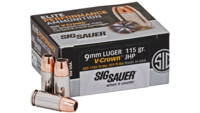 Sig Sauer Ammo V-Crown 9mm 115 Grain JHP [E9MMA1-2