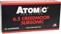 Atomic Ammo Subsonic 6.5 Creedmoor 129 Grain JSP [